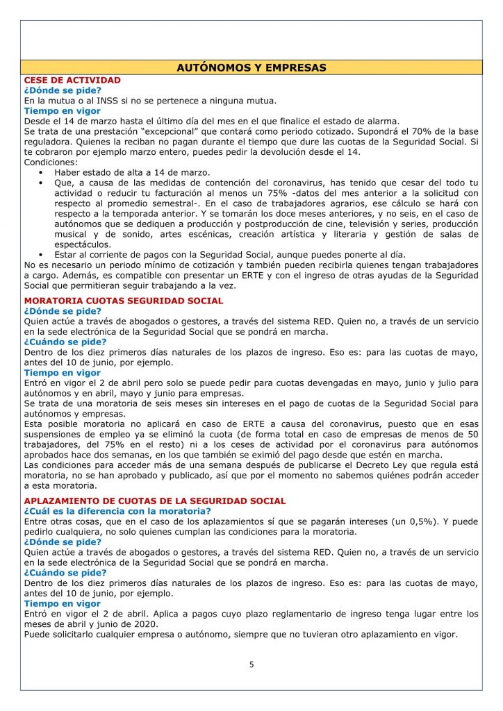 GUÍA RÁPIDA DE LAS PRINCIPALES AYUDAS POR LA CRISIS DEL CORONAVIRUS ...