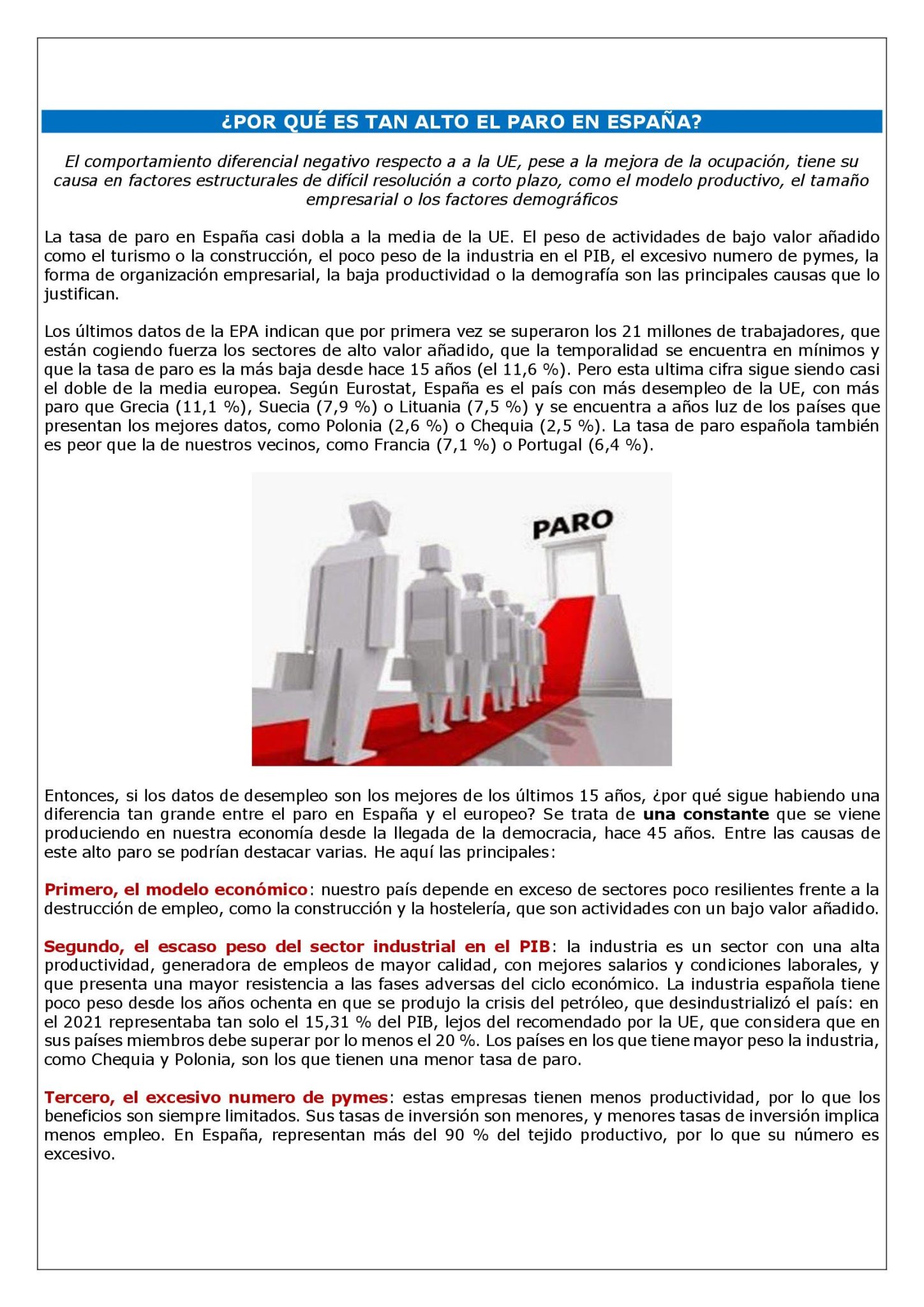 ¿POR QUÉ ES TAN ALTO EL PARO EN ESPAÑA? - Laboral Pensiones