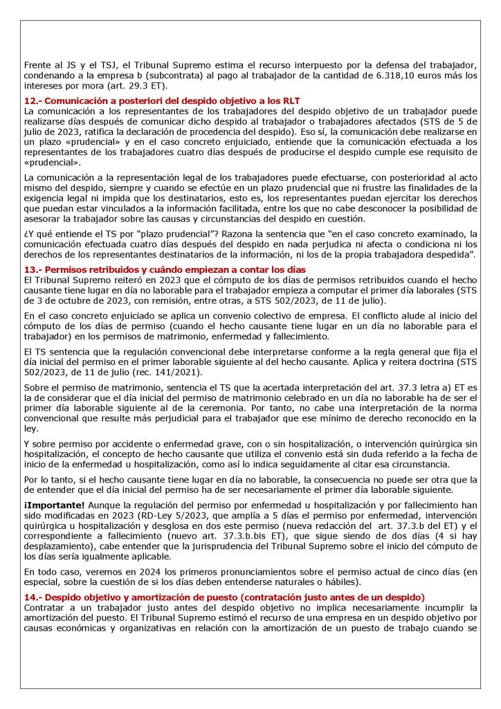 15 SENTENCIAS DICTADAS POR EL TRIBUNAL SUPREMO EN 2023 SOBRE ASPECTOS