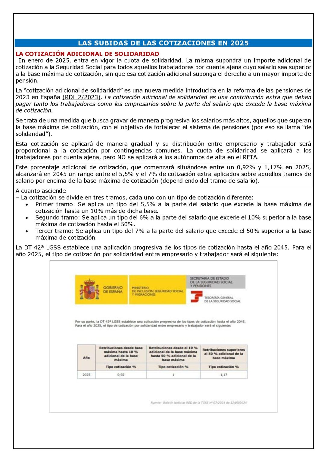 LAS SUBIDAS DE LAS COTIZACIONES EN 2025 - Laboral Pensiones