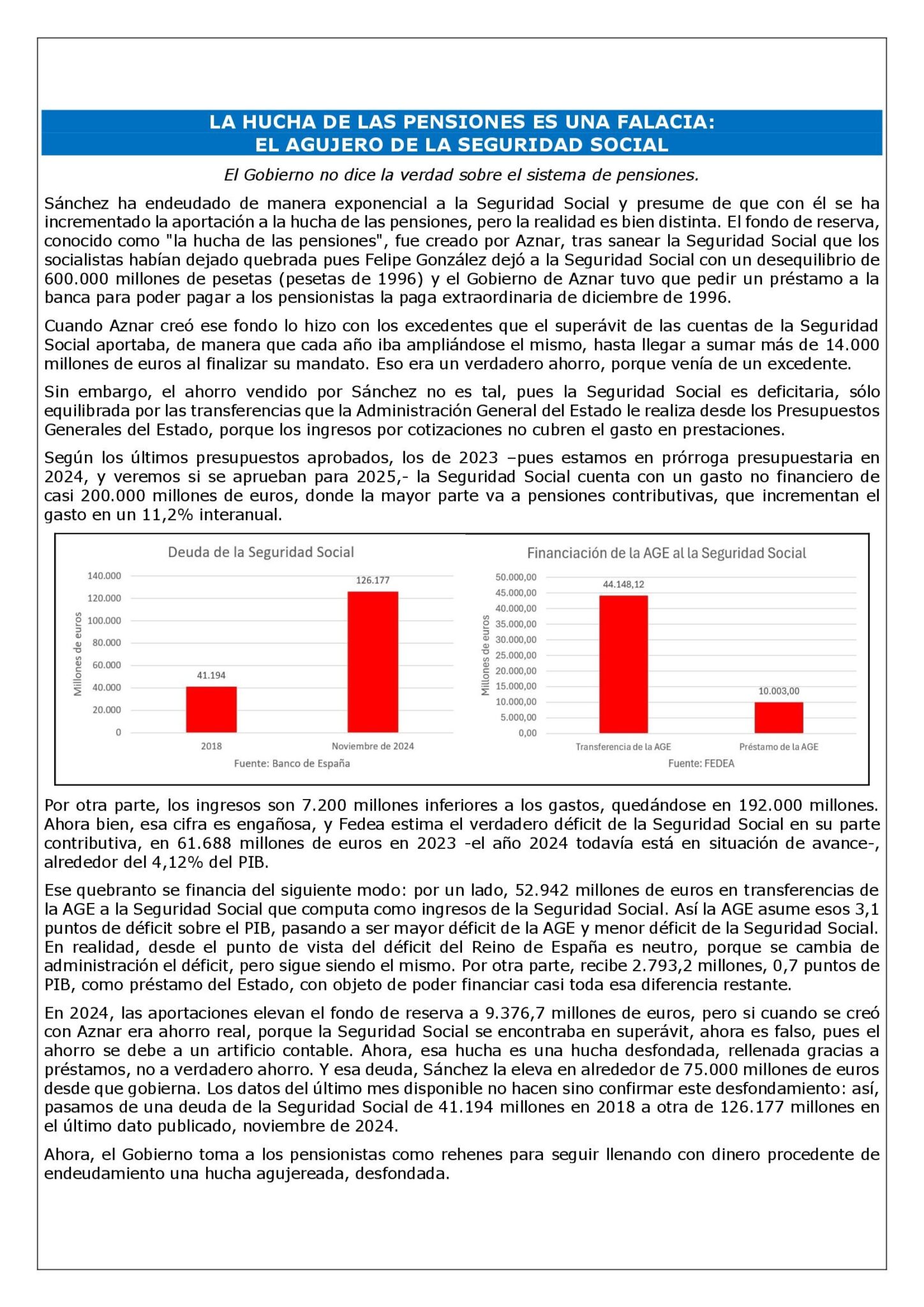 LA HUCHA DE LAS PENSIONES ES UNA FALACIA: EL AGUJERO DE LA SEGURIDAD ...