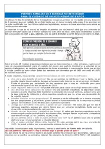PERMISO FAMILIAR DE 8 SEMANAS NO RETRIBUIDO  PARA EL CUIDADO DE UN HIJO MENOR DE 8 AÑOS