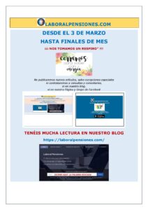 DESDE EL 3 DE MARZO HASTA FINALES DE MES ¡¡¡ NOS TOMAMOS UN RESPIRO” !!!