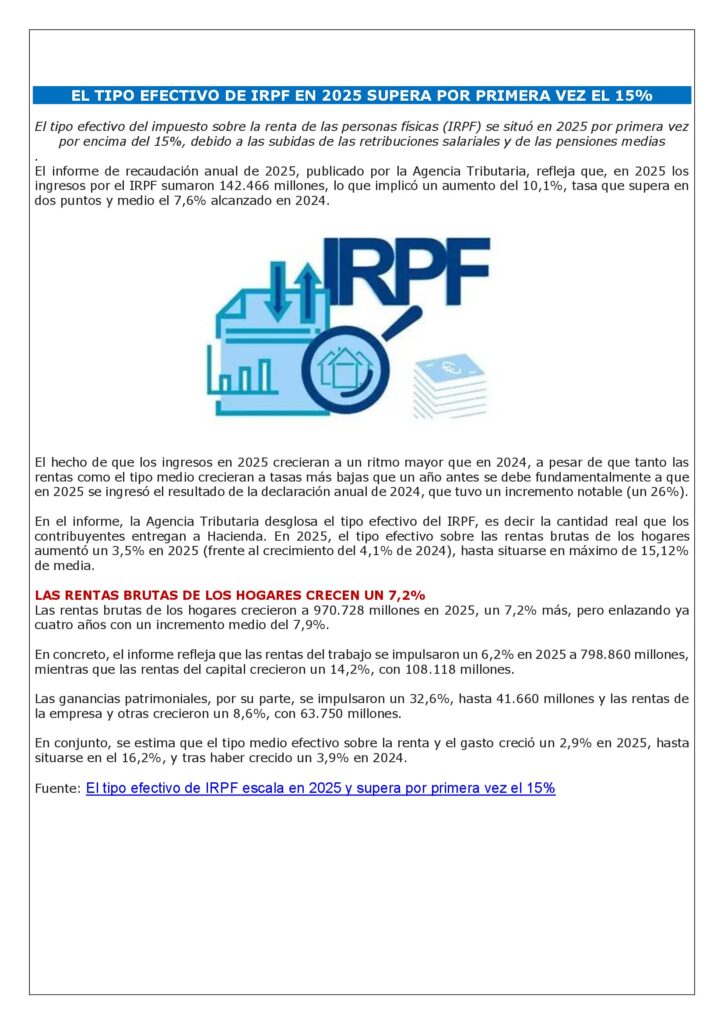EL TIPO EFECTIVO DE IRPF EN 2025 SUPERA POR PRIMERA VEZ EL 15% ...