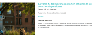 La Tabla 29 del INE:   una valoración actuarial   de los derechos de pensiones