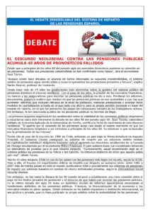 EL DEBATE IRRESOLUBLE DEL SISTEMA DE REPARTO  DE LAS PENSIONES ESPAÑOL