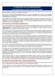 EL ANÁLISIS DE LOS PROGRESISTAS: LAS PENSIONES, EN MUY GRAVE PELIGRO