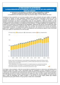 EL GRAN AGUJERO DE LAS PENSIONES: «LA REVALORIZACIÓN DE LAS PENSIONES YA EXPLICA MÁS DEL 60% DEL AUMENTO DEL GASTO DEL SISTEMA»