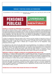 VERDAD Y MENTIRA SOBRE LAS PENSIONES